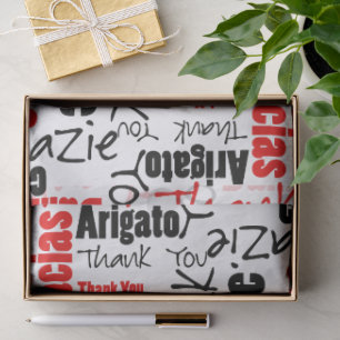Rood en zwart BEDANKT Word Collage Tissuepapier