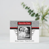 Rood en zwart Bewaar de datum Foto Briefkaarten (Staand voorkant)