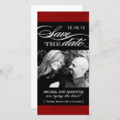 Rood en Zwart Bewaar de datum Fotokaarten Save The Date (Voorkant / Achterkant)