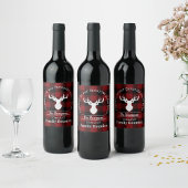 Rood en zwart bizonruterpatroon wijn etiket