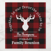 Rood en zwart bizonruterpatroon wijn etiket (Enkel label)