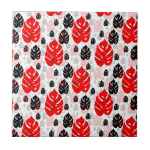 Rood en Zwart Blad Abstracte Vormen