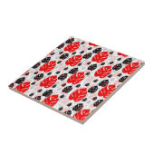 Rood en Zwart Blad Abstracte Vormen Tegeltje (Zijkant)