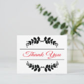 Rood en zwart bloemblad Lijst Dank u Briefkaart (Staand voorkant)