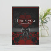 Rood en zwart bloemenbruiloft bedankje bedankkaart (Staand voorkant)