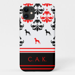 Rood en zwart bloemmotief Great Dane motief Case-Mate iPhone Case