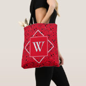Rood en Zwart | Bloemmotief | MONOGRAM Tote Bag (Dichtbij)