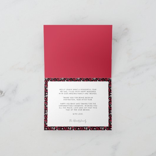 Rood en Zwart Boerderij Klassiek Kerstmis Feestdagen Kaart (Binnen)