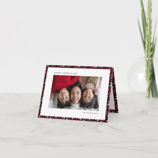 Rood en Zwart Boerderij Klassieke Kerstmis Feestdagen Kaart (Voorkant)