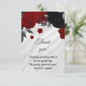 Rood en zwart botanisch marmer bedankkaart (Staand voorkant)