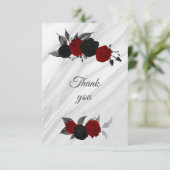 Rood en zwart botanisch marmer bedankkaart (Staand voorkant)