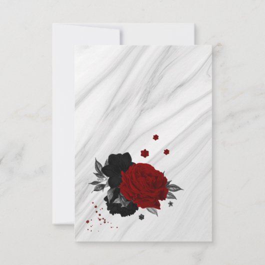 Rood en zwart botanisch marmer bedankkaart (Achterkant)