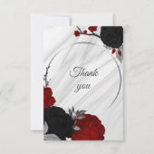 Rood en zwart botanisch marmer bedankkaart (Voorkant)