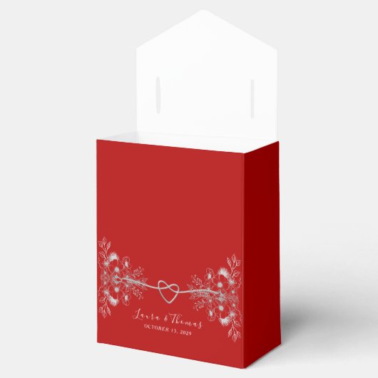 Rood en Zwart Bruiloft Favor Box Bedankdoosjes (Geopend)