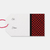 Rood en zwart Buffalo Check Kerstmis Cadeaulabel (Achterkant Horizontaal)