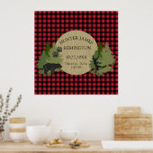 Rood en zwart Buffalo geruite baby jongens nursery Poster (Keuken)