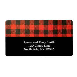Rood en zwart Buffalo geruite label