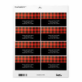 Rood en zwart Buffalo geruite label (Full Sheet)