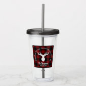 Rood en zwart Buffalo Plaid Familiefeest Acryl Drinkbeker (Voorkant)