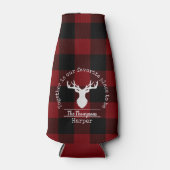 Rood en zwart Buffalo Plaid Familiefeest Flesjeskoeler (Voorkant)