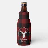 Rood en zwart Buffalo Plaid Familiefeest Flesjeskoeler (Fles Voorkant)
