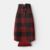 Rood en zwart Buffalo Plaid Familiefeest Flesjeskoeler (Achterkant)