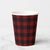 Rood en zwart Buffalo Plaid Familiefeest Papieren Bekers (Achterkant)