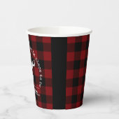 Rood en zwart Buffalo Plaid Familiefeest Papieren Bekers (Links)