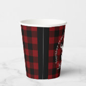 Rood en zwart Buffalo Plaid Familiefeest Papieren Bekers (Rechts)