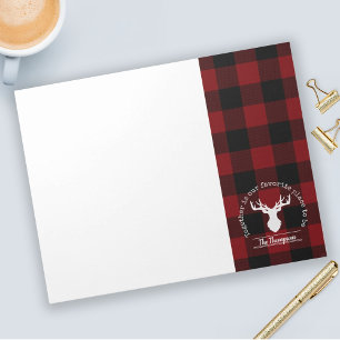 Rood en Zwart Buffalo Plaid Farmhouse Familienaam Notitieblok