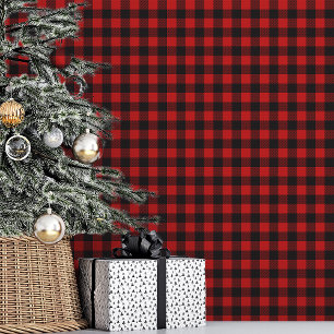 Rood en Zwart Buffalo Plaid Kerstmis Behang