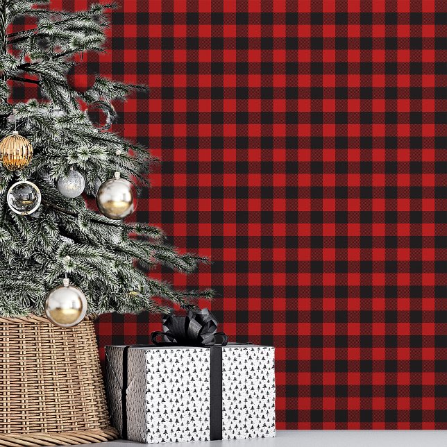 Rood en Zwart Buffalo Plaid Kerstmis Behang (Creator heeft geüpload)