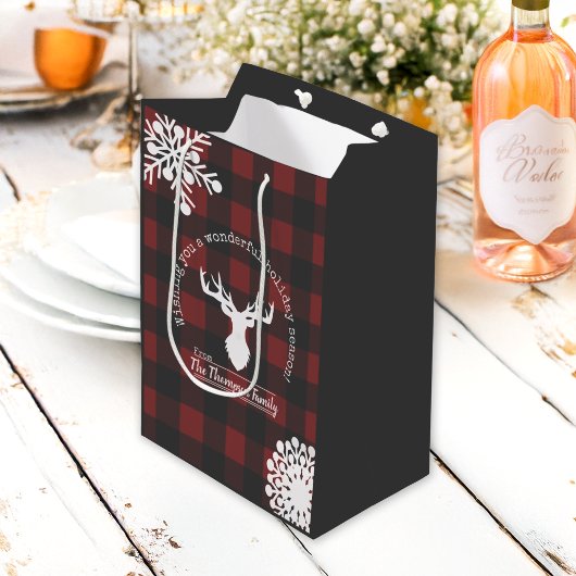 Rood en Zwart Buffalo Plaid Kerstmis Medium Cadeauzakje