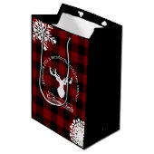 Rood en Zwart Buffalo Plaid Kerstmis Medium Cadeauzakje (Voorkant Gekanteld)