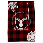 Rood en Zwart Buffalo Plaid Kerstmis Medium Cadeauzakje (Achterkant)