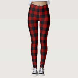 Rood en Zwart Buffalo Plaid Leggings
