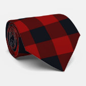 Rood en Zwart Buffalo Plaid Stropdas (Opgerold)