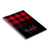 Rood en zwart Buffalo Pset Ombre Monogram Notitieboek (Rechterzijde)