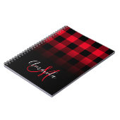 Rood en zwart Buffalo Pset Ombre Monogram Notitieboek (Linkerzijde)