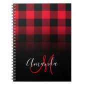 Rood en zwart Buffalo Pset Ombre Monogram Notitieboek (Voorkant)