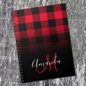 Rood en zwart Buffalo Pset Ombre Monogram Notitieboek