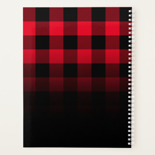 Rood en zwart Buffalo Pset Ombre Monogram Planner (Achterkant)