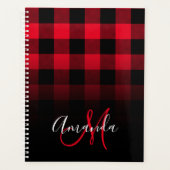 Rood en zwart Buffalo Pset Ombre Monogram Planner (Voorkant)
