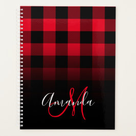 Rood en zwart Buffalo Pset Ombre Monogram Planner
