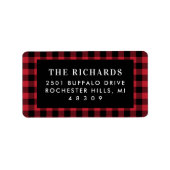 Rood en zwart Buffalo speldedagverblijf Etiket (Voorkant)