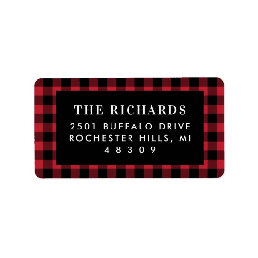 Rood en zwart Buffalo speldedagverblijf Etiket (Voorkant)