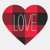 Rood en zwart buffel Check Conversation Heart Hart Sticker (Voorkant)