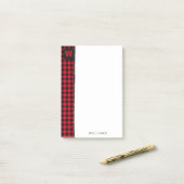Rood en Zwart Buffel Check Monogram 4 x 6 Post-it® Notes (Op bureau)
