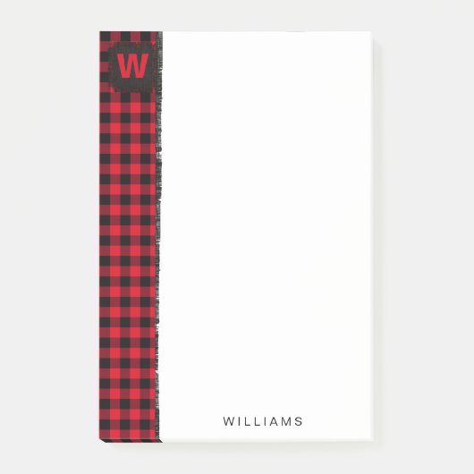 Rood en Zwart Buffel Check Monogram 4 x 6 Post-it® Notes (Voorkant)