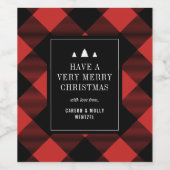 Rood en Zwart Buffel Check Plaid Personalize Gift Wijn Etiket (Enkel label)